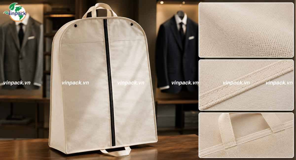 Chi tiết chất liệu túi vải không dệt đựng áo vest