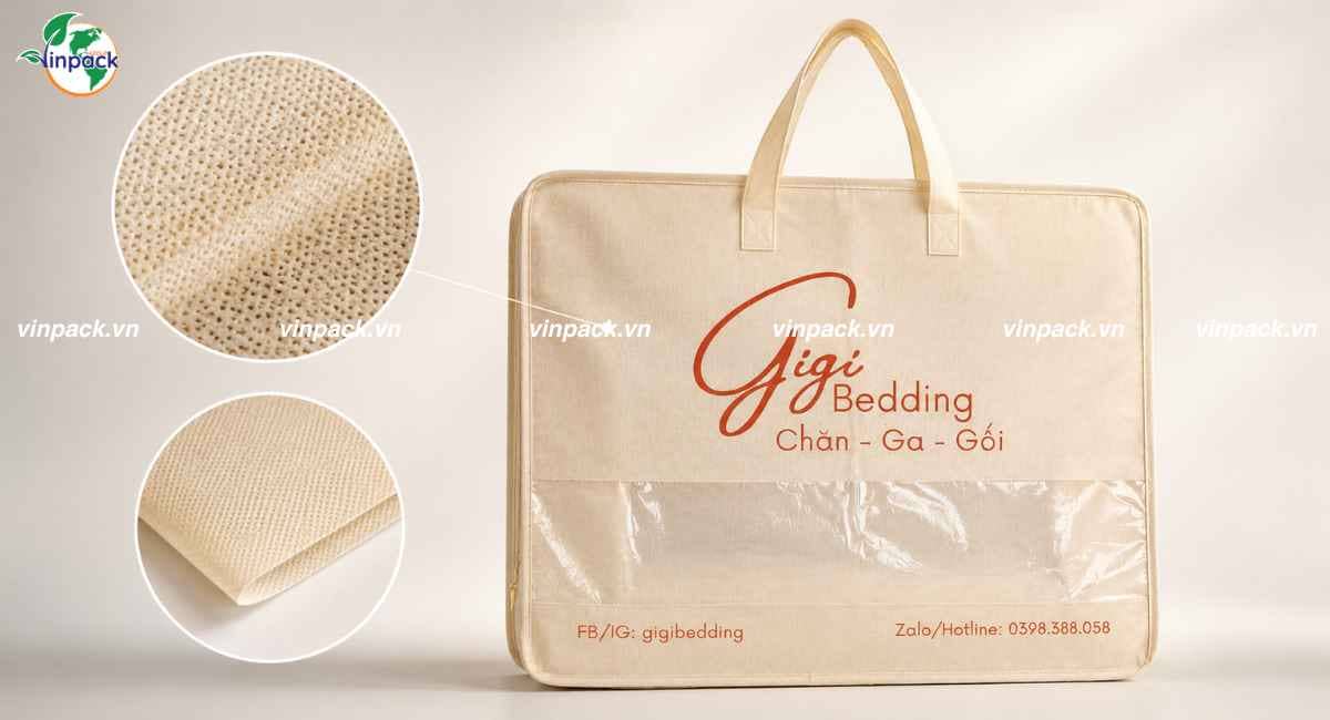 Chất liệu túi vải không dệt đựng chăn màn drap gối nệm chi tiết