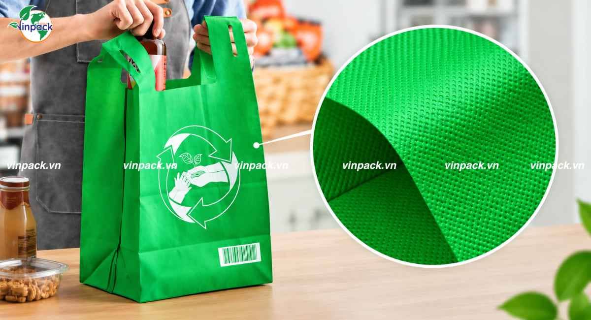 Chất liệu túi vải không dệt Tshirt cận cảnh