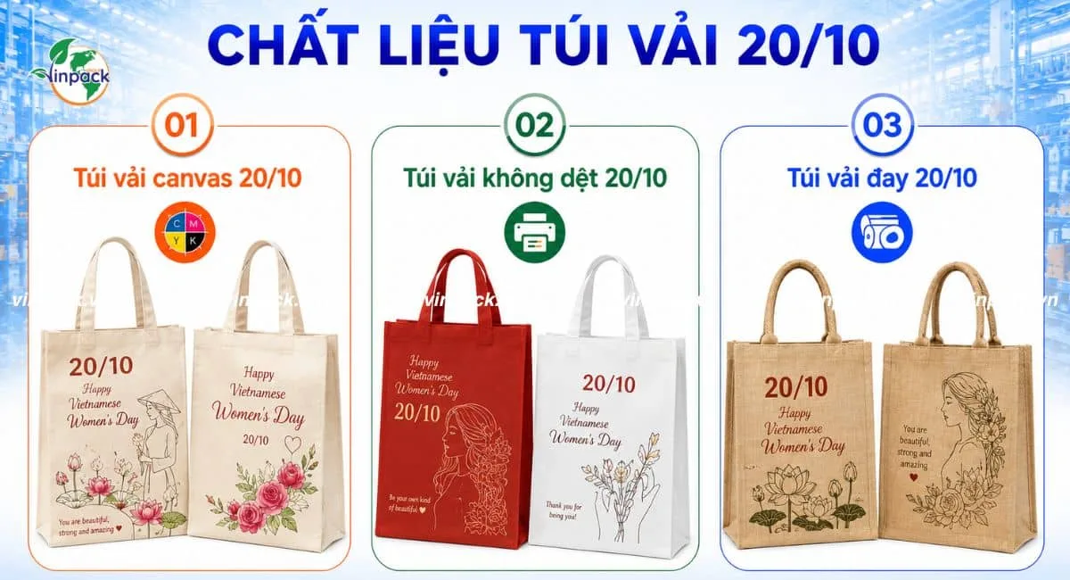 Các chất liệu túi vải phù hợp với ngày 20/10