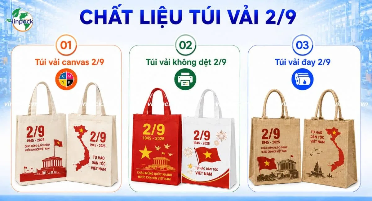 Các chất liệu túi vải phù hợp cho ngày 2/9