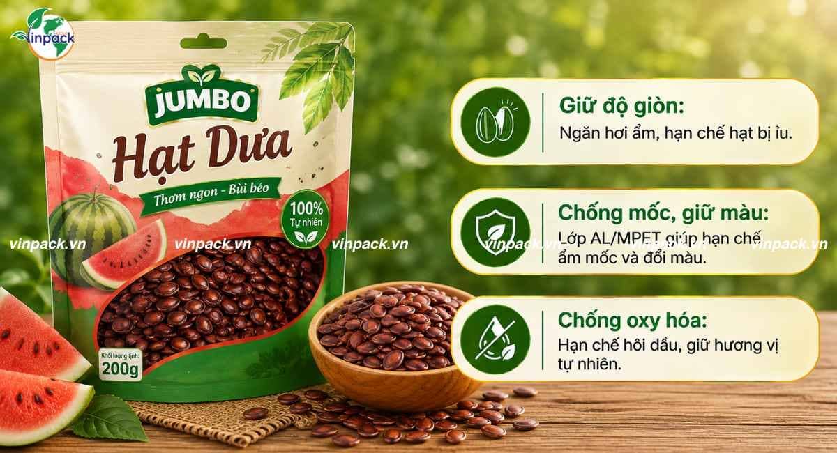 Công dụng bao bì hạt dưa
