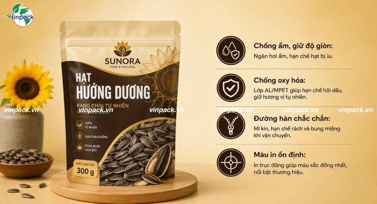 Công dụng bao bì hạt hướng dương