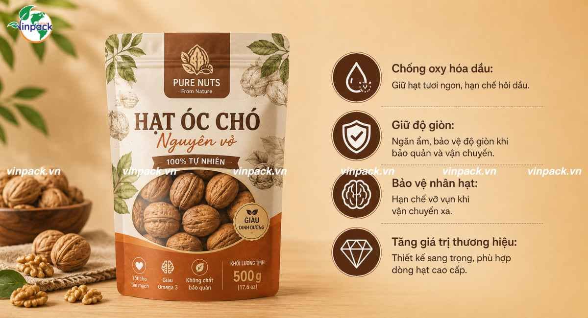 Công dụng của bao bì hạt óc chó