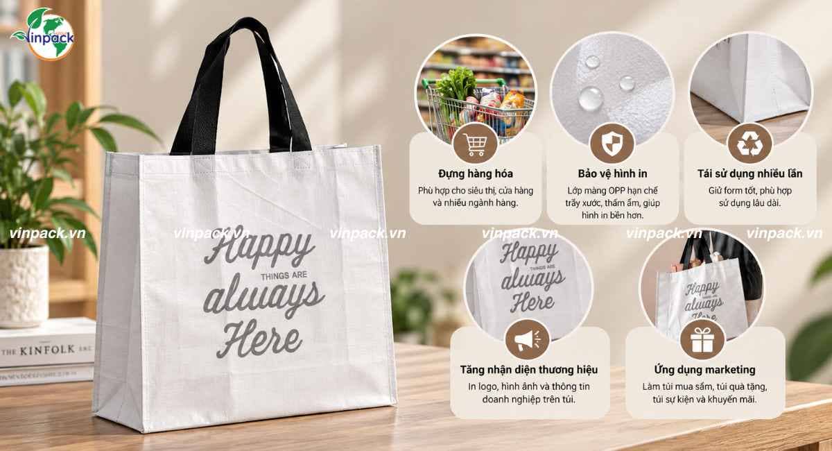 Công dụng túi vải không dệt cán màng