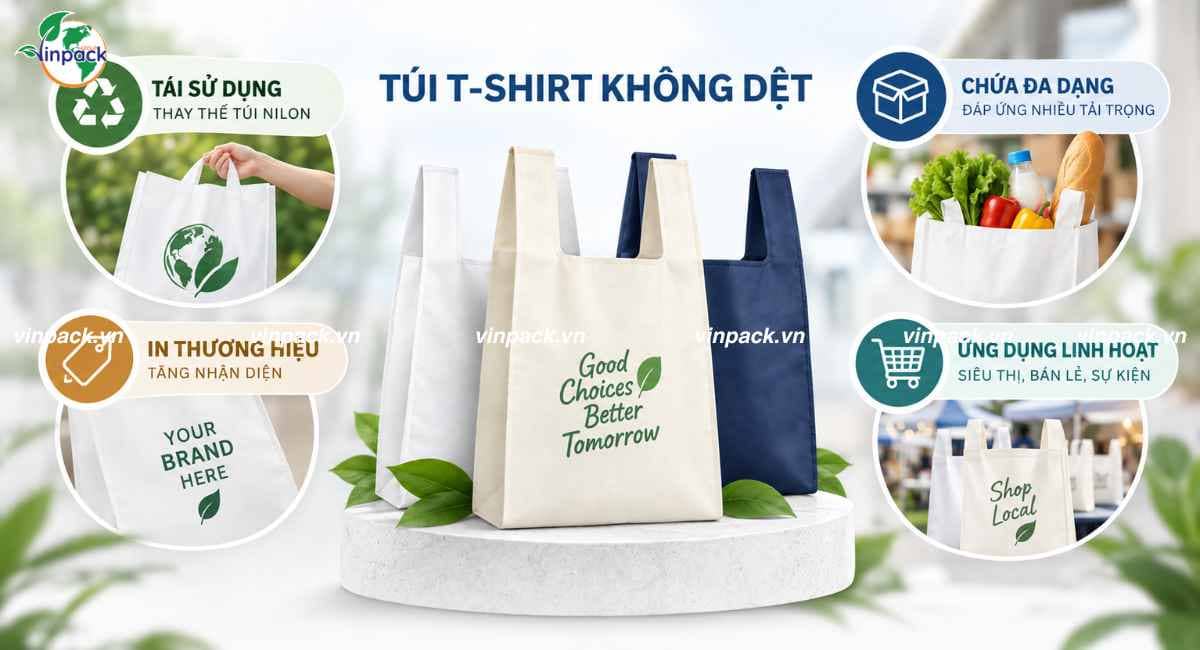Công dụng túi vải không dệt Tshirt