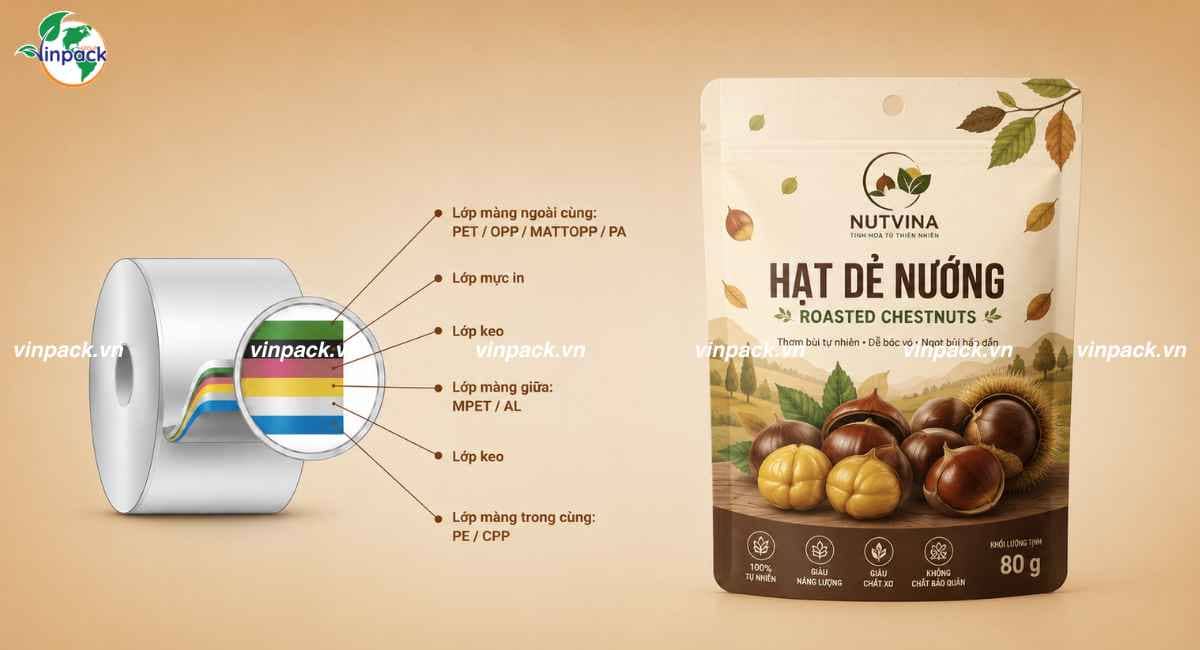 Công nghệ ghép màng bao bì hạt dẻ