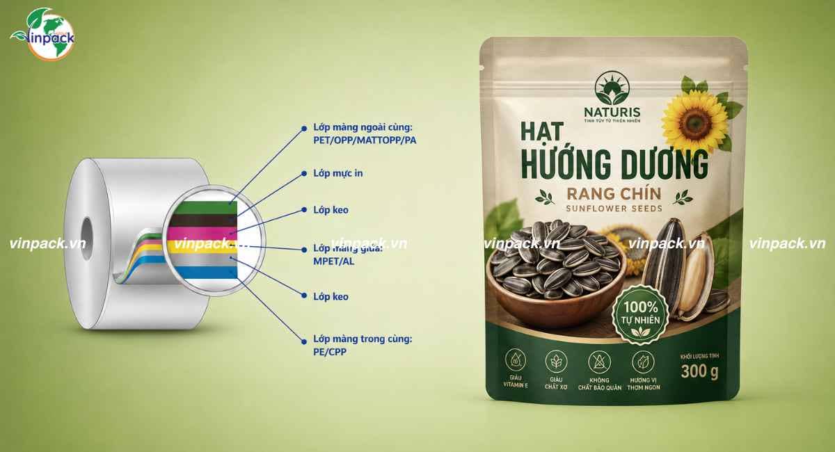 Công nghệ ghép màng bao bì hạt hướng dương