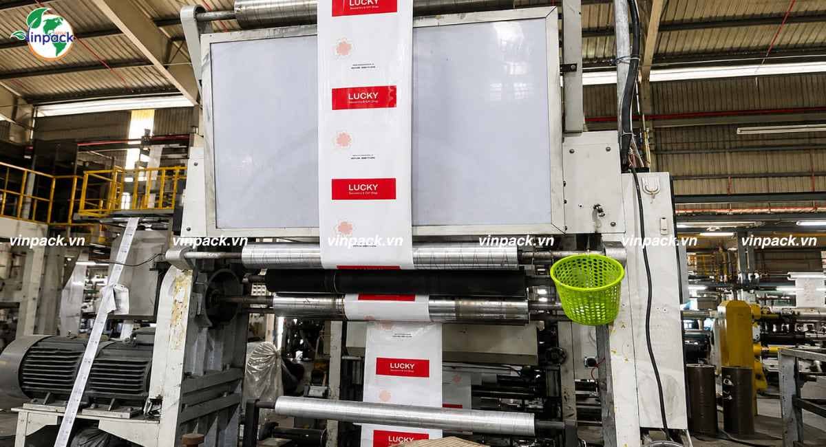 Công nghệ in trục đồng cho túi hột xoài tại xưởng của Vinpack