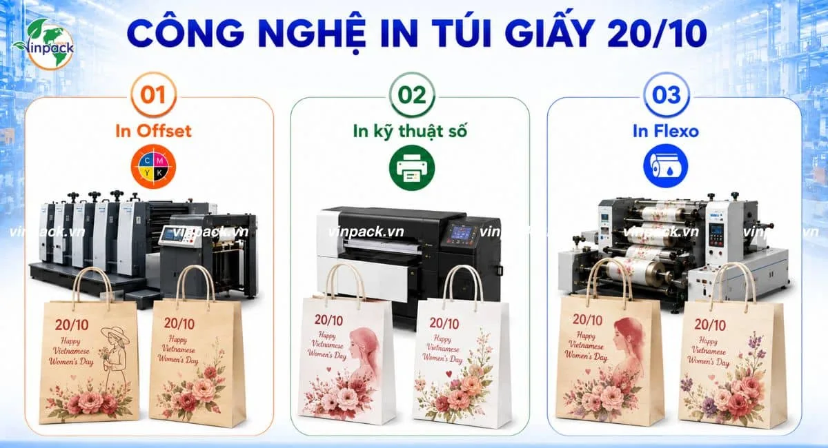 Các công nghệ Vinpack dùng để in túi giấy cho ngày 20/10