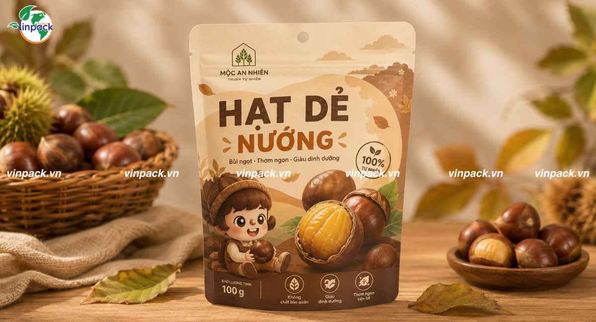 Dịch vụ in bao bì hạt dẻ in trục đồng theo yêu cầu