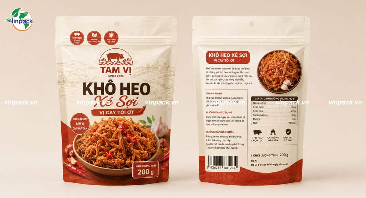 Vinpack nhận in bao bì khô heo theo yêu cầu tăng nhận diện thương hiệu