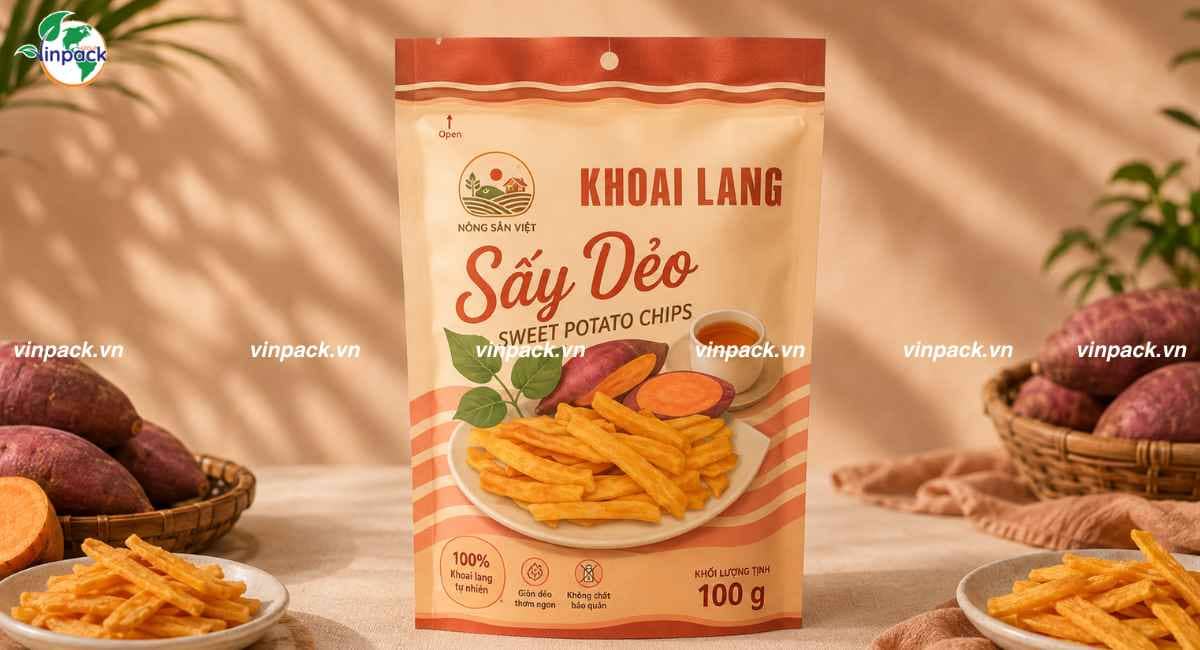 Dịch vụ in bao bì khoai lang sấy theo yêu cầu