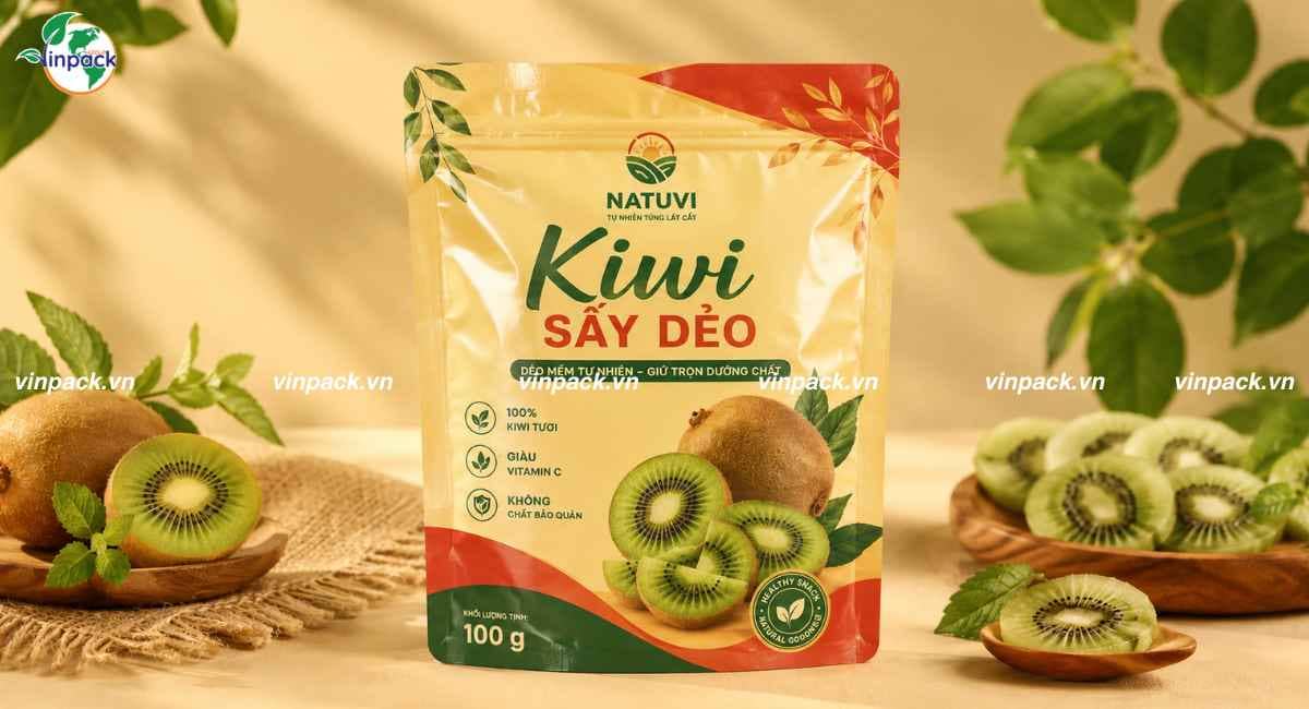 Dịch vụ in bao bì kiwi sấy dẻo in theo yêu cầu không bóc tróc bền màu