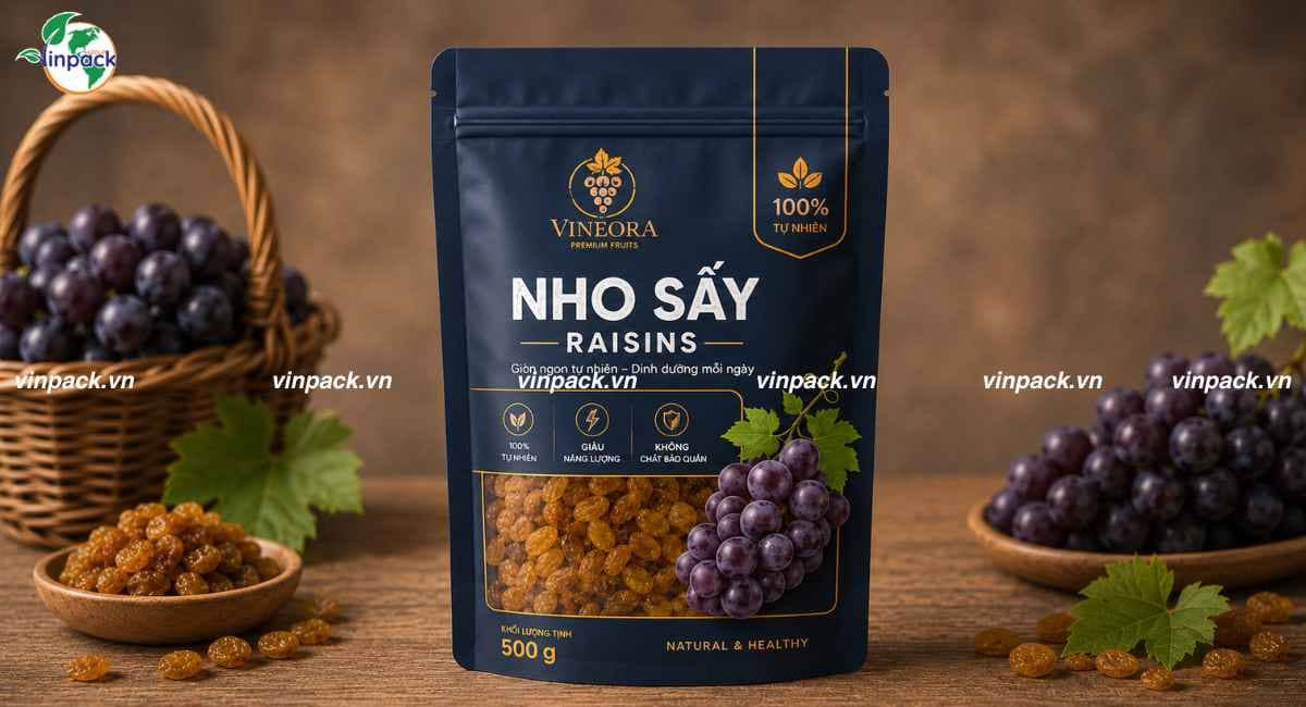 Dịch vụ in bao bì nho sấy theo yêu cầu tăng nhận diện thương hiệu