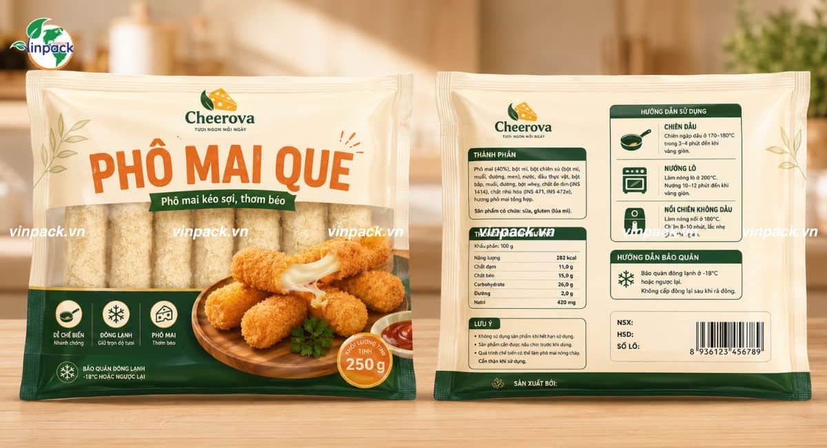 Dịch vụ in bao bì phô mai que theo yêu cầu