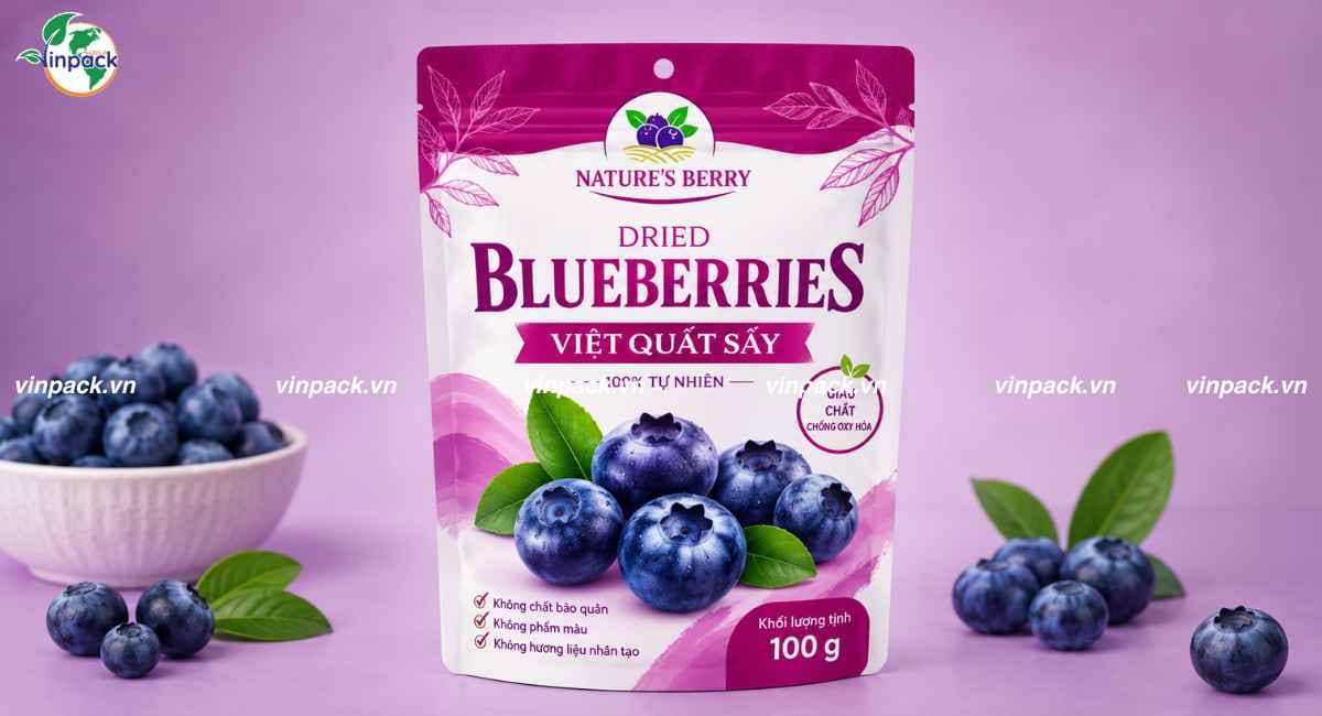 Dịch vụ in bao bì việt quất sấy