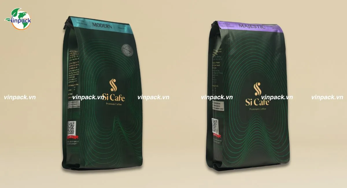 Túi 4 cạnh đựng cà phê theo yêu cầu của Si cafe