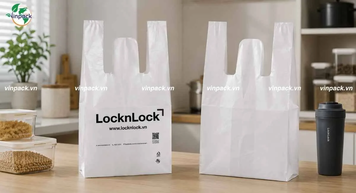 Thành phẩm túi 2 quai tự hủy LocknLock 2 mặt trước sau