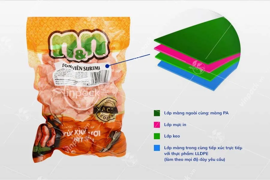 Bao bì tôm viên chất liệu PA/PE