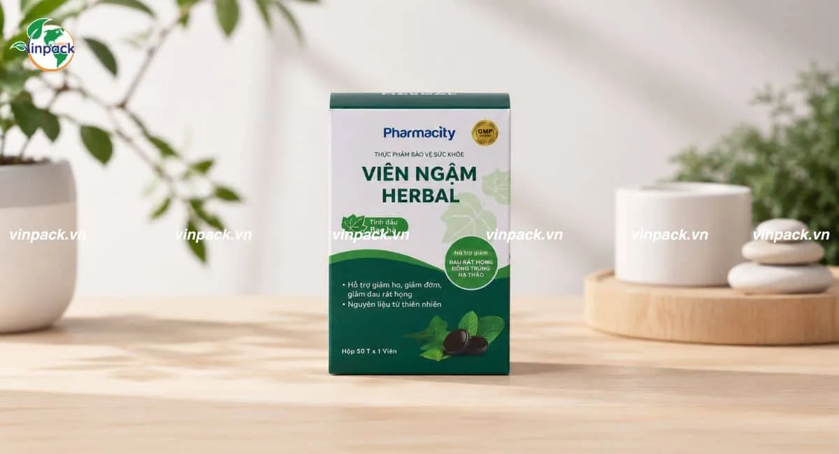 Mẫu hộp giấy đựng dược phẩm in ấn đầy dủ thông tin nhà thuốc