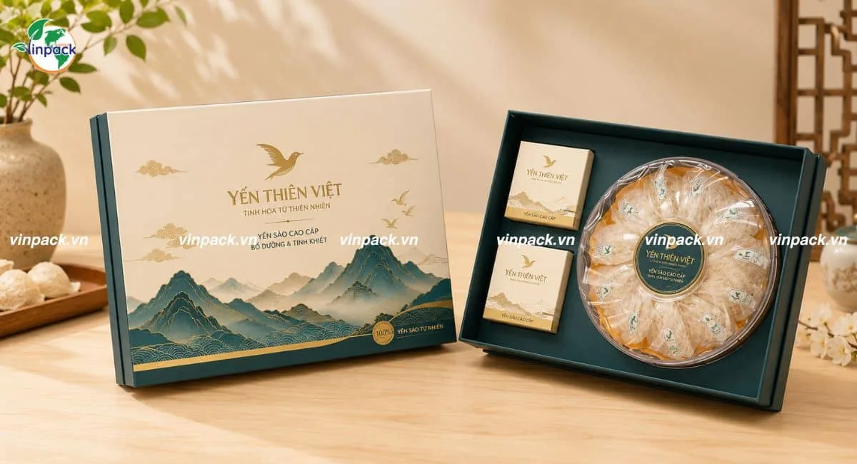 Mẫu hộp giấy đựng yến sào bắt mắt, cấu tạo thiết kế theo yêu cầu