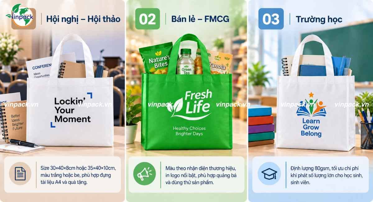 Hướng dẫn chọn túi vải không dệt quà tặng sự kiện theo loại event phù hợp