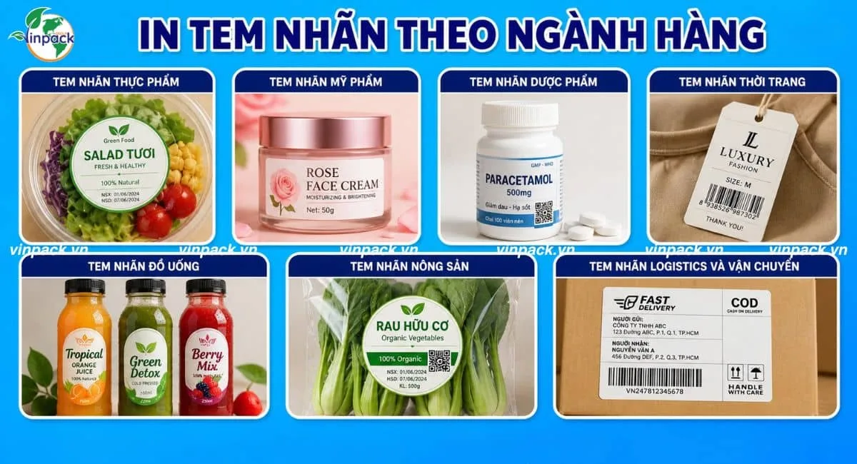 In tem nhãn theo từng ngành hàng
