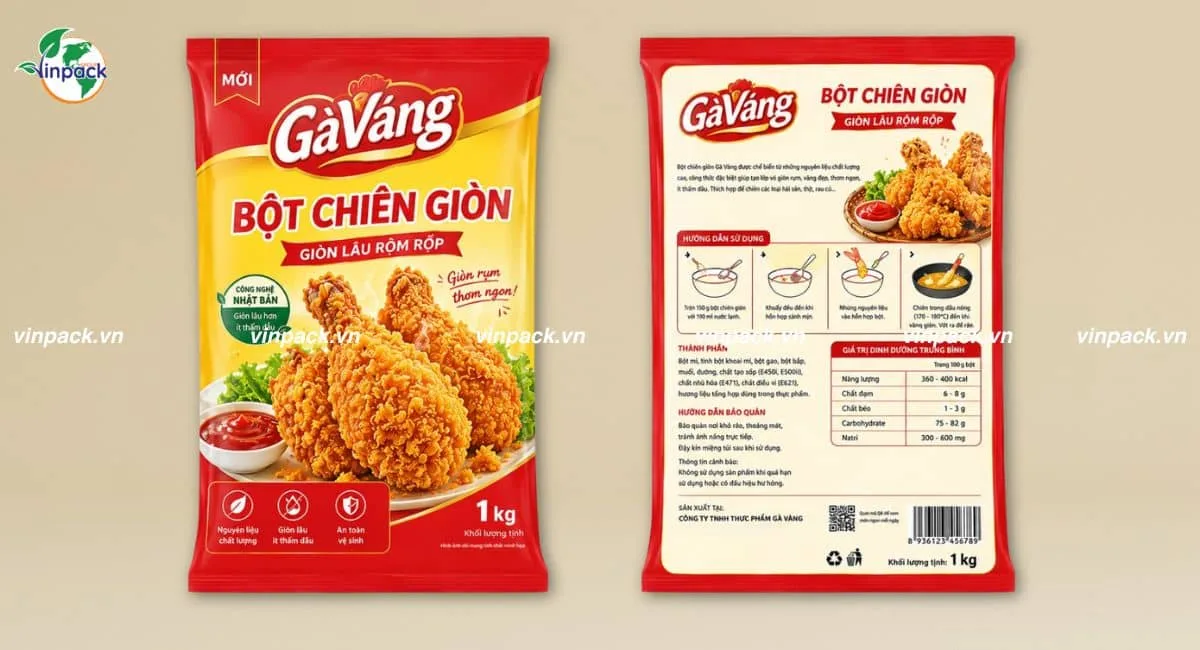 Mẫu bao bì bột chiên giòn màng ghép phức hợp nhiều lớp