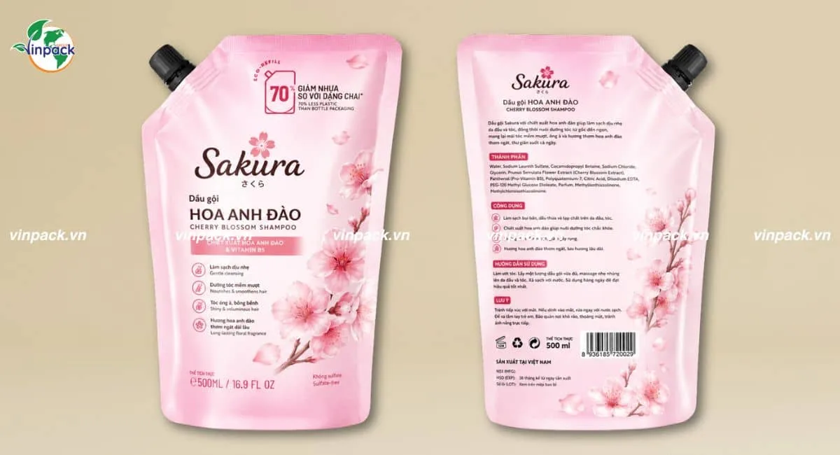 Mẫu bao bì dầu gội refill in trục đồng