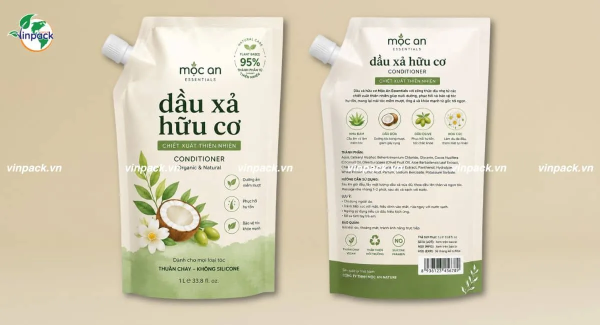 Mẫu bao bì dầu xả tóc refill in đẹp