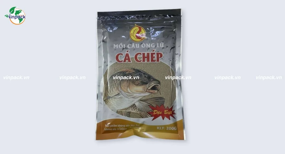 Mẫu bao bì đựng mồi câu cá in logo