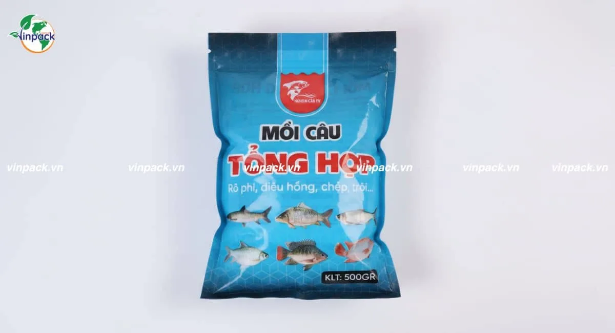 Mẫu bao bì đựng mồi câu cá theo yêu cầu