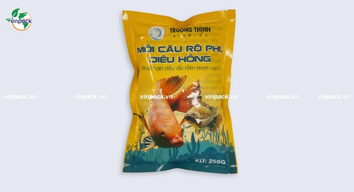 Mẫu bao bì đựng mồi câu cá rô và cá điêu hồng