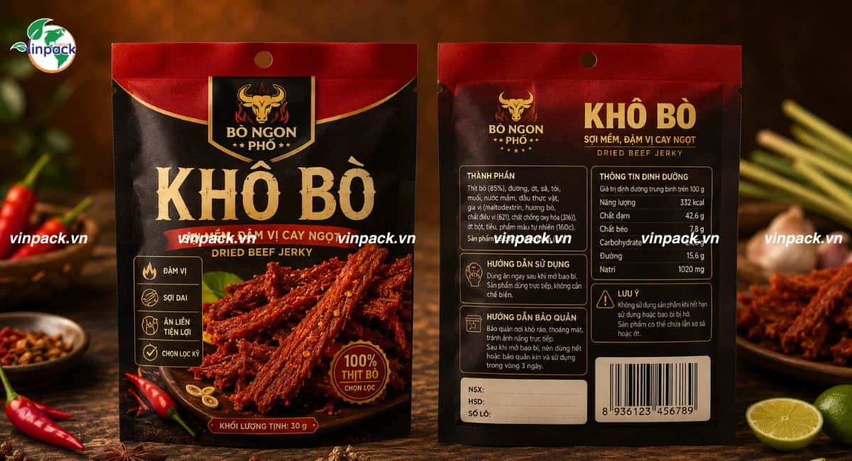 Mẫu bao bì khô bò 30g