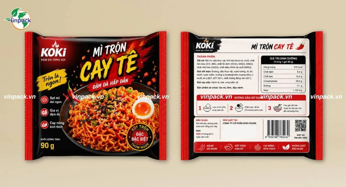 Mẫu bao bì gói hàn lưng giữa in 2 mặt trước sau