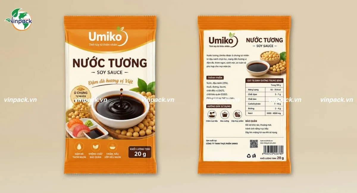 Mẫu bao bì nước chấm đựng nước tương in theo yêu cầu