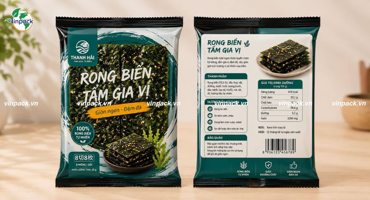 Mẫu bao bì rong biển sấy tẩm vị