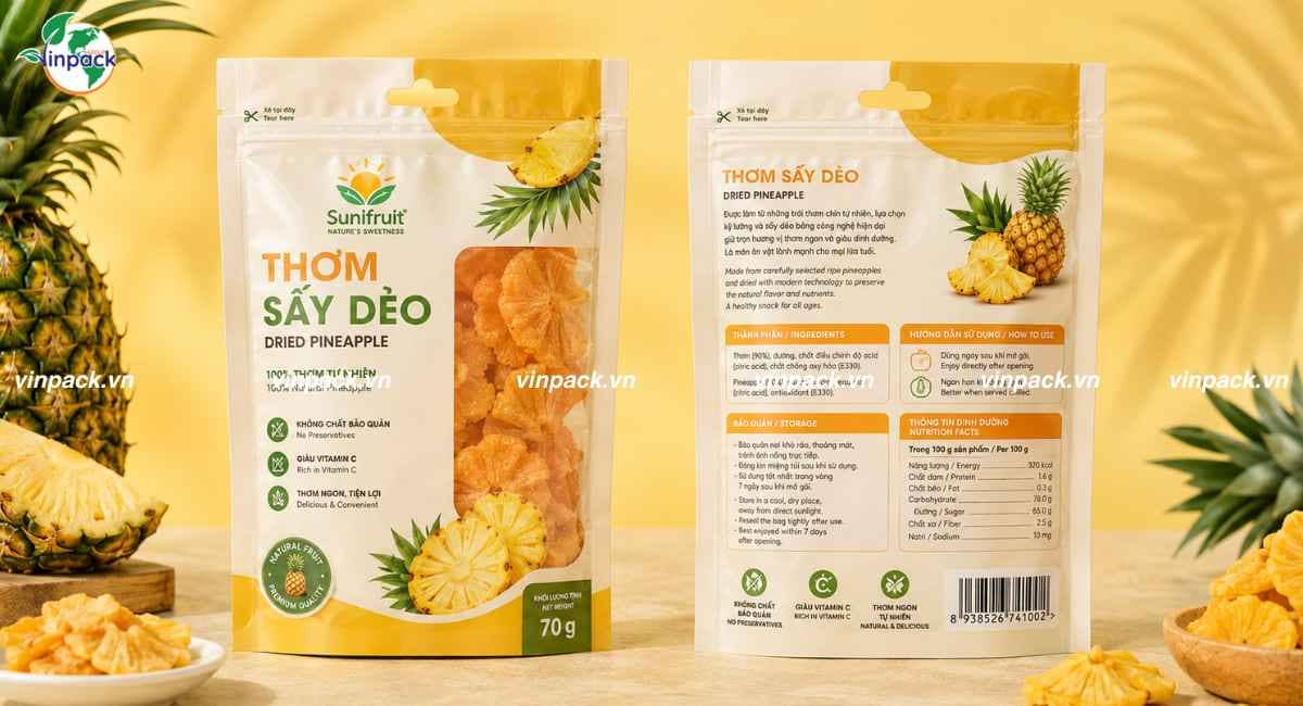 Mẫu bao bì thơm sấy dẻo có cửa số trong suốt