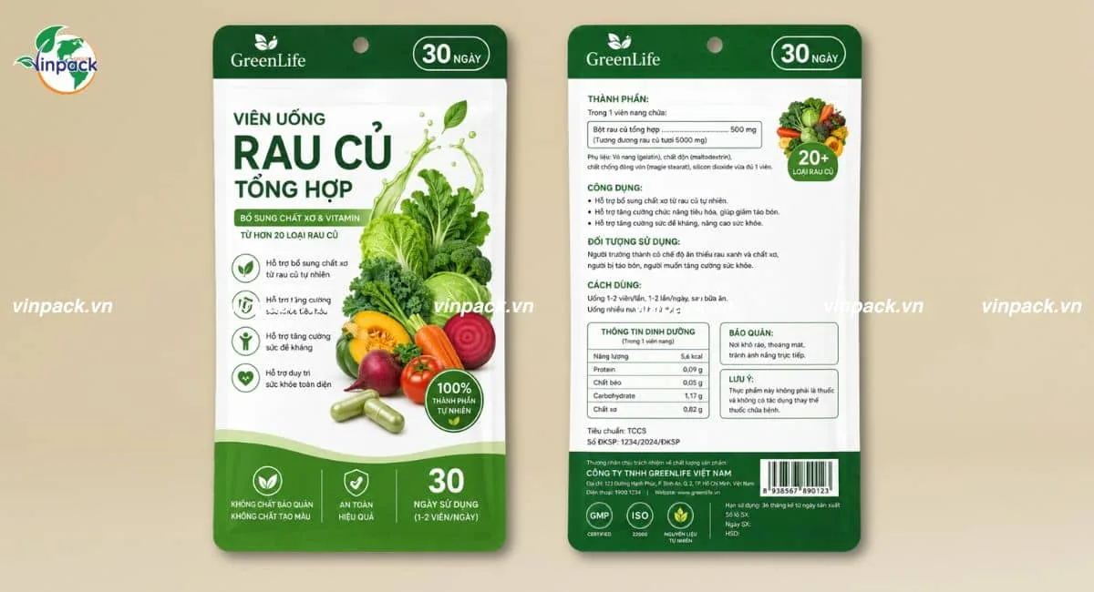 Mẫu bao bì thực phẩm chức năng in 2 mặt uy tín