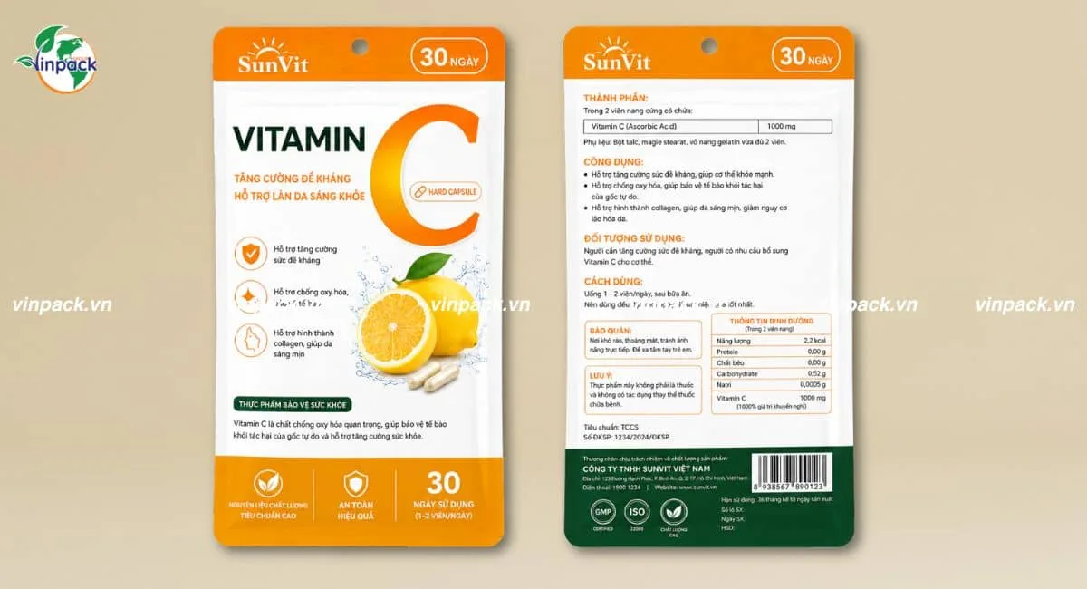 Mẫu bao bì vitamin C