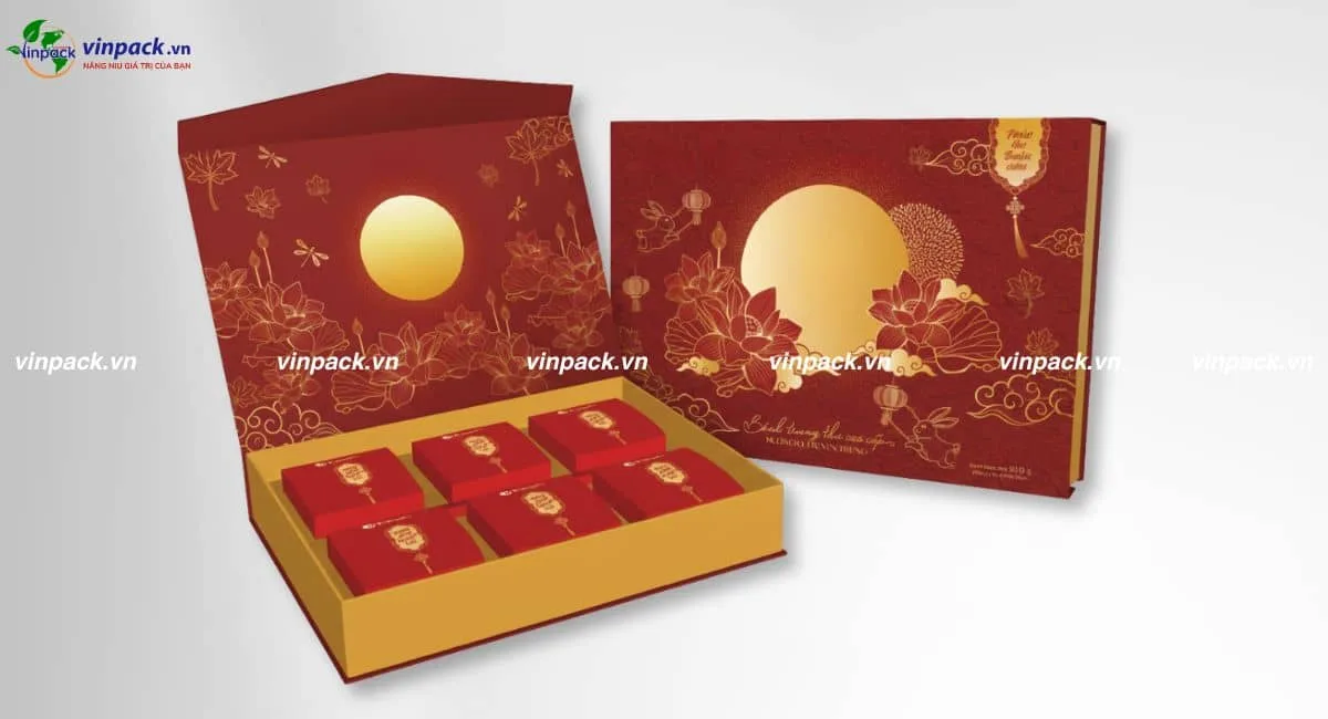 Mẫu hộp giấy đựng 6 bánh trung thu nam châm