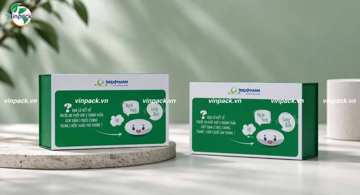 Mẫu hộp giấy đựng dược phẩm in thông tin thành phần đủ 2 mặt