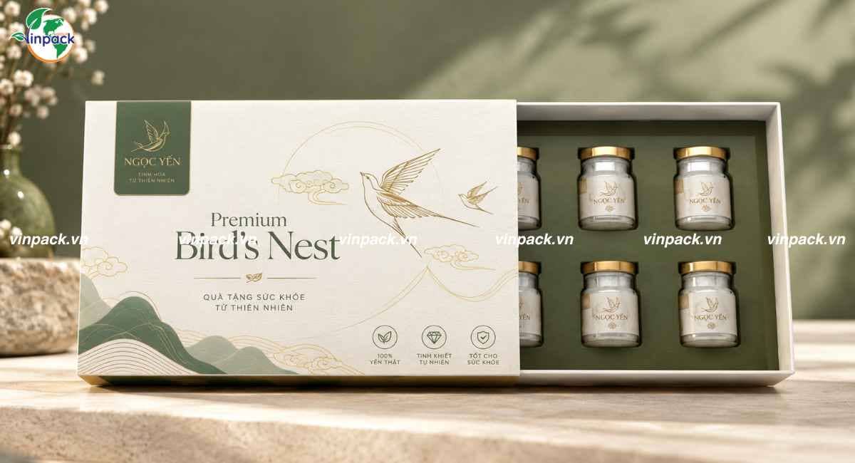 Mẫu hộp giấy đựng yến sào dạng ngăn kéo