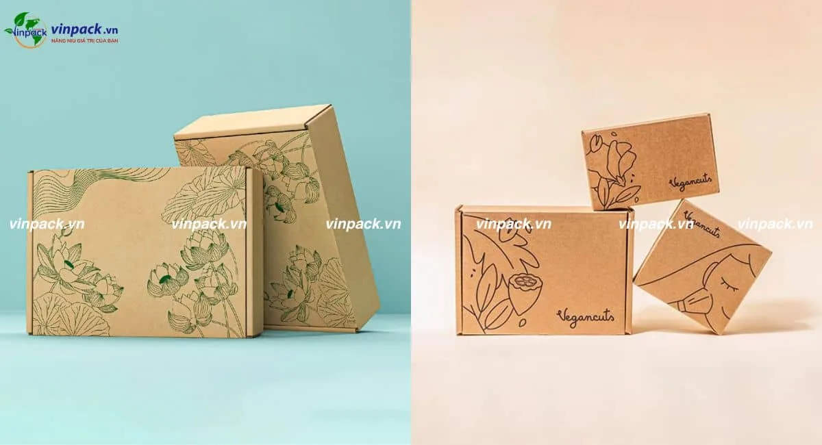 Mẫu hộp giấy kraft nắp gài đựng quà 8/3