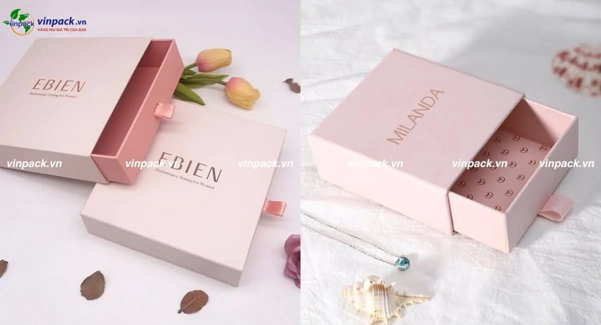 mẫu hộp giấy ngăn kéo đựng quà 8/3