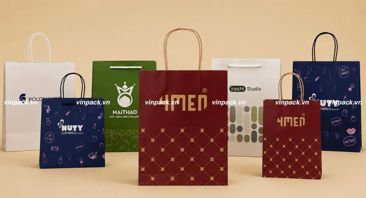 Mẫu in túi giấy của nhiều thương hiệu khác nhau