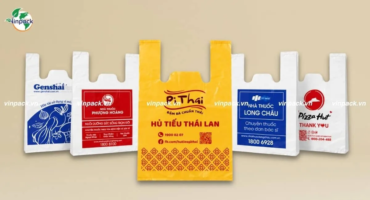 Mẫu in túi xốp 2 quai nhiều ngành nghề khác nhau