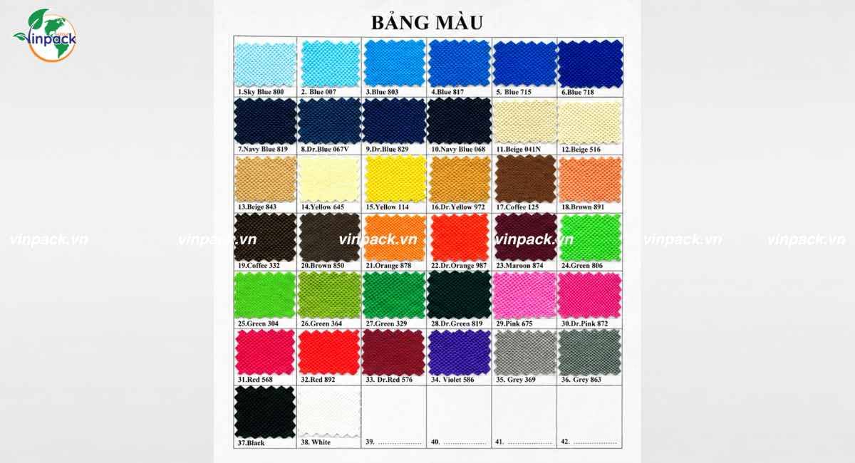 Màu sắc túi vải không dệt đựng mỹ phẩm Vinpack sản xuất
