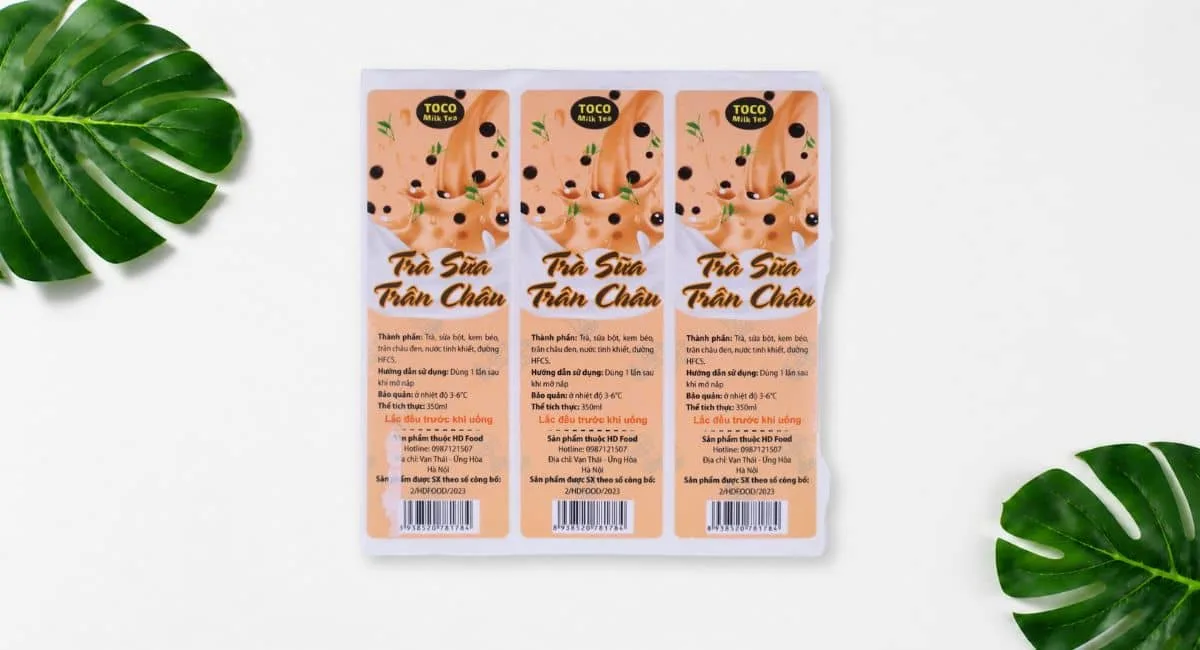 Mẫu tem nhãn trên trà sữa đóng chai